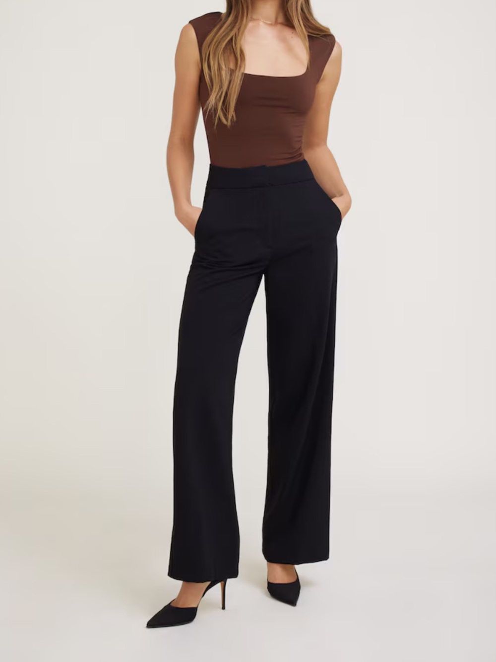 Dynamite Yasmin Straight Leg Pants Black High Waisted Size 8